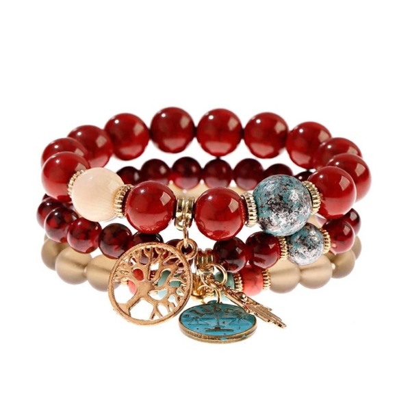 Tree Charm Wooden Beaded Bracelet and Bangle - Picture 5 of 5